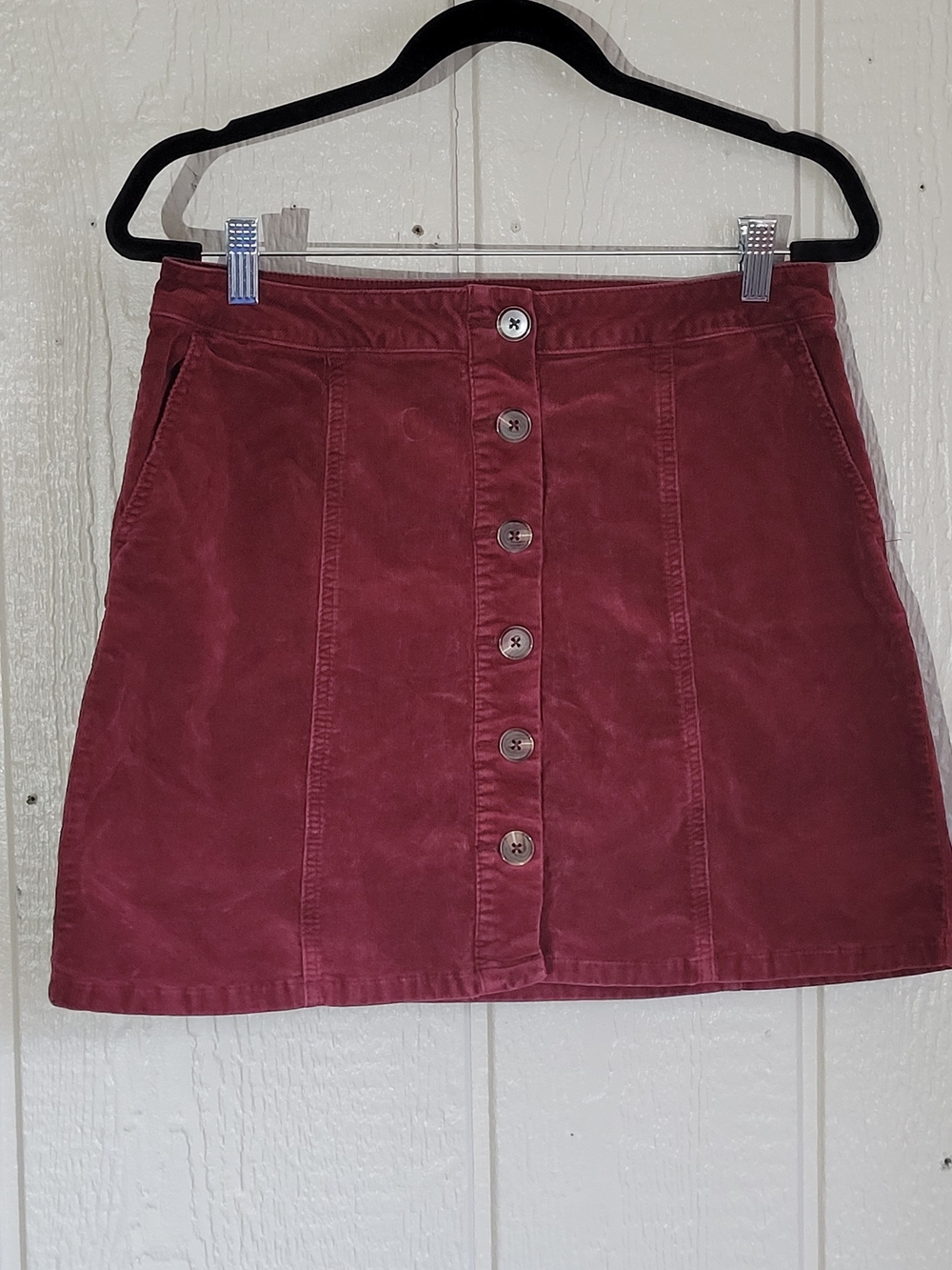 Maurices Button-Front Mini Skirt in Wine Red